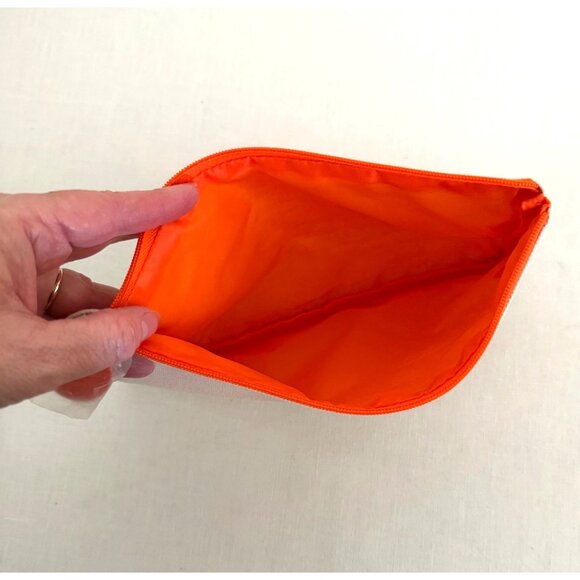 Origins Canvas Pouch 100 Percent Recycled Cotton With Orange Zipper Measures 9x6 - Picture 5 of 6